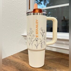 Stanley Cream Apricot Gloss Floral Laser Engraved ProTour 30oz Tumbler
